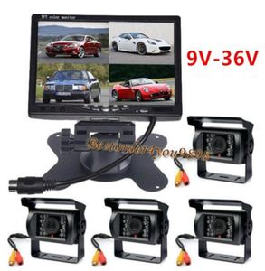 7 pulgadas TFT LCD 4ch Video Quad Split Car Monitor 4 X 18 IR LED Cámara de reverso de 24 V Kit de vista trasera para autobús de camiones Caravan263A4306179