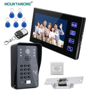 Visiophone LCD à 7 écrans, système de sonnette d'interphone avec gâche électrique, télécommande sans fil, accès RFID 240123