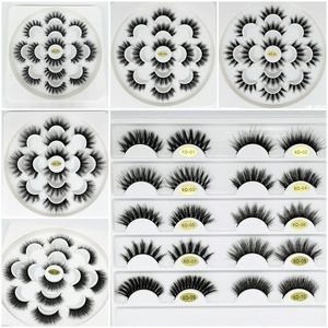 7 pares 6D pestañas postizas 3D de visón pestañas postizas naturales extensión de pestañas gruesas bandeja de flores maquillaje