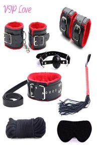 7 PCSset Bondage Kit Rope Slave Restraint Hands Ball Gag Whip Cololla Eye Mask Games Adult Games Fetish Sex Toys for Couples D181031077064497