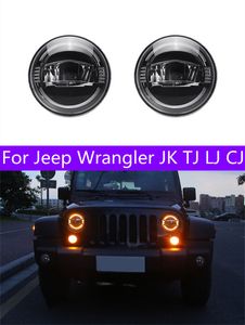 Phares Led ronds DRL Hi/Lo de 7 pouces, clignotant ambre pour Jeep Wrangler JK TJ LJ CJ Rubicon Sahara Unlimited Hummer