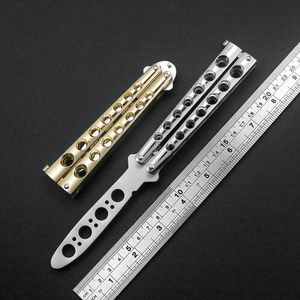 7 styles balisong coloré couteau d'entraînement papillon d'entrée robuste 3Cr13 matériau de la lame métal poignée en acier poche extérieure outil EDC sans lame cadeaux de vacances