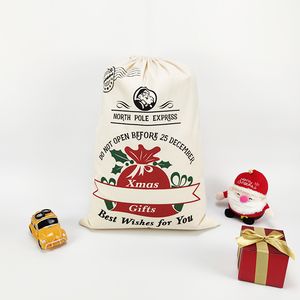 70*50cm décoration de fête sac cadeau de noël élément de noël camionnette arbre sacs de noël pur coton faisceau bouche poche de bonbons