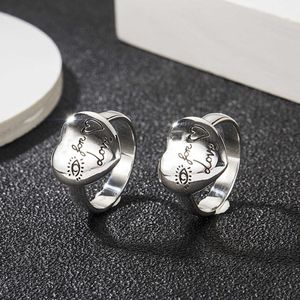 70% OFF 2023 Nouveaux bijoux de mode de haute qualité de luxe pour la fleur sculptée antique et l'amour en forme de coeur d'oiseau intrépide Silver Love Couple ring