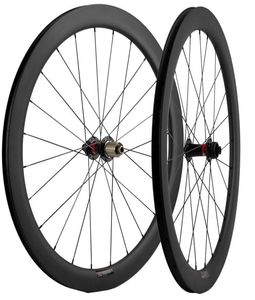 700c Wheelset de carbone 50 mm de profondeur 25 mm largeur UD Matte Clincher Disc Frein Route de vélo de vélo à vélo à travers les brochettes8988257