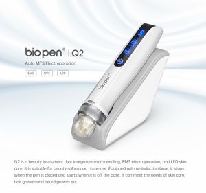 700mAh Inalámbrico Nivel de 5 velocidades Efectos triples Rejuvenecimiento de la piel Bio electroporación Bio Pen Q2 Microagujas EMS Microcorriente con luz LED para el crecimiento de barba / cabello