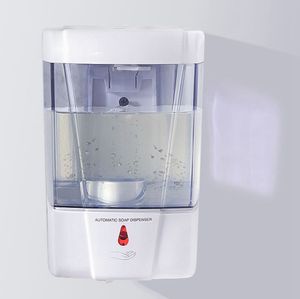 Distributeur de savon automatique de 700 ml Désinfectant Distributeur de savon mains libres sans contact Mur transparent Moun Cuisine Distributeur de savon de salle de bains KKA8272