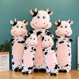 70cm Lovely Creative Milk Cow Plush Pillow Toys Soft Stuffed Cartoon Animal Ganado Muñeca Dormitorio Almohada para dormir Cojín Regalos de cumpleaños de Navidad para niños