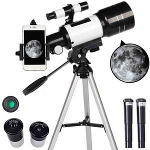 70mm 300mm Astronomical Telescope Monocular Professional Outdoor Travel Spotting Scope with Tripod Kids& Beginners Gift