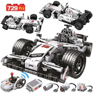 729pcs City Remote Control Car Blocyshs rc Rac Racing Electric Bricks Illumination Toy for Children 220715