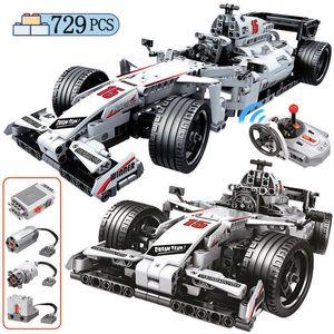 729 Uds ciudad Control remoto técnico carreras RC coche bloques F1 modelo coche eléctrico ladrillos regalo de Navidad juguetes para niños X0902