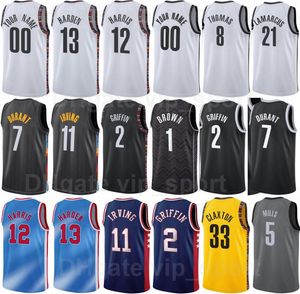 75 Aniversario Baloncesto Estampado Seth Curry Jersey 30 Andre Drummond 0 Goran Dragic 9 Kessler Edwards 14 Ben Simmons 10 Nicolas Claxton 33 Hombres Niños Mujeres Colores del equipo