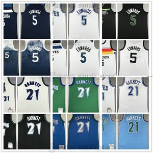 100% maillots de basket-ball cousus Anthony Edwards 5 Vintage Kevin Garnett 21 hommes shorts de sport pour jeunes broderie