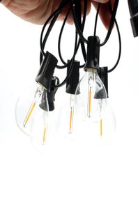 Guirnaldas de luces para exteriores G40 de 76 metros con 27 bombillas LED inastillables, base de enchufe E12 colgante comercial resistente a la intemperie 2700K3274102