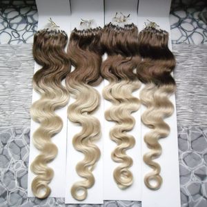 7A Brésilien Vierge Remy Cheveux vague de corps 400g 40s T2 / 613 Micro Boucle Extensions de Cheveux Ombre Extension de Cheveux Micro Perle Liens Fabriqué à la Machine