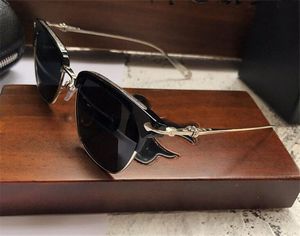 7A Nouvelles lunettes de soleil pour hommes rétro populaires SLUN style punk designer cadre carré rétro avec revêtement en cuir boîte lentille anti-UV réfléchissante de qualité supérieure