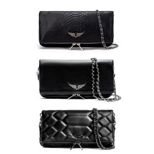 7A Pochette Rock Swing Your Wings bolso bolso de mano para mujer Hombro hombre Cuero genuino Zadig Voltaire bolso cadena de ala Moda de lujo solapa de embrague Bolsas cruzadas