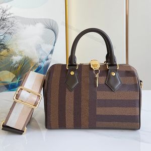 7A Sac à bandoulière Femme Spe 20 Oreiller Baguette Tissu Bandoulière Cadenas Doré Cuir Marron Chocolat Toile Marron Damier Sac À Main Fourre-Tout 20cm Avec Boîte L353