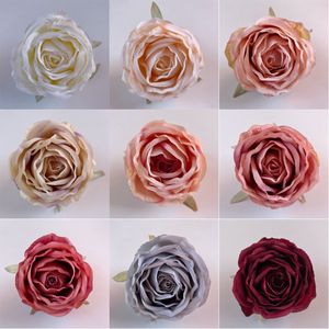 7 cm rosas de té cabezas de flores DIY corona peonía té ramo de rosas centros de mesa de boda pinzas para el cabello diademas Accesorios