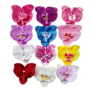 4 pulgadas violeta Phalaenopsis seda mariposa orquídea flores pinzas para el pelo con lazo para mujeres niñas ramillete para niños tocado diademas accesorios para el cabello HD3561