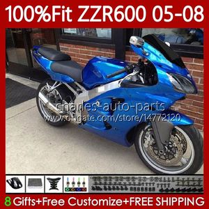 100% Fit OEM Body Pour KAWASAKI NINJA usine bleu blk ZZR-600 600 CC 600CC 05-08 Carrosserie 134No.35 ZZR 600 ZZR600 05 06 07 08 2005 2006 2007 2008 Kit de carénage de moulage par injection