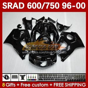 Body All Glossy Black Kit pour Suzuki Srad GSXR 750 600 CC GSXR600 GSXR750 1996-2000 168NO.68 GSX-R750 GSXR-600 1996 1997 1998 1999 2000 600cc 750cc 96 97 98 99 00 Moto Fairing Fairing Fairing Fairing Fairing Fairing Fairing Fairling