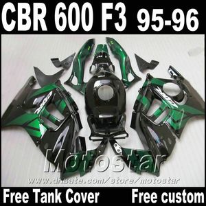 7 regalos + tanque gratis para HONDA CBR600 F3 95 96 kit de carenado verde negro CBR 600 1995 1996 carenados de carrocería ZB28
