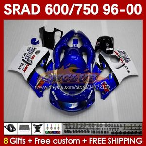 Carenados de motocicleta para SUZUKI SRAD GSXR 750 600 CC 600CC 750CC 96-00 168No.16 GSXR750 GSXR-600 96 97 98 99 00 GSX-R750 GSXR600 1996 1997 1998 1999 2000 Cuerpo de fábrica Azul