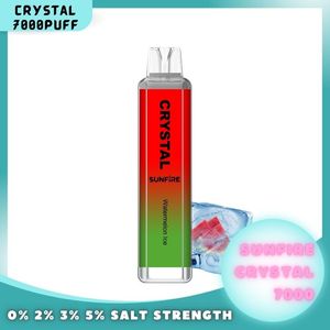 7K Puff Bar Sunfire Crystal Crystal Disposable Vape Mesh Bobine RGB Light RGB UK Best Sell FACHAH ALIBABA PUFS DISTRIBUTEUR WAPE WAPE 0% / 2% 5% 7K / 8K / 9K / 10K / 12K