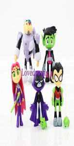 7pcSset teen titans Robin Cyborg Beast Boy Starfire Raven Silkie PVC Action figurines Toys Collectible Modèle Toys for Kids Phone ACC8305098