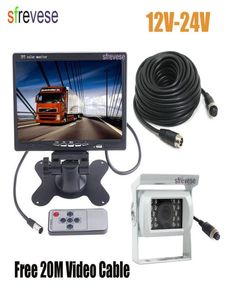 Kit de moniteur LCD 7 pouces pour voiture, caméra de recul CCD blanche à 4 broches, avec câble de 20M, pour Bus, camion, camping-car, 12V3100217