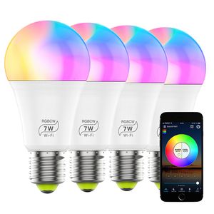 Bombilla LED de luz RGB de 7W B22 E26 E27 DIY opción de millón de colores Control remoto de grupo de voz