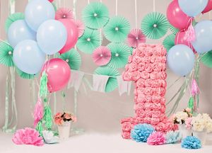 7x5 pies bebé 1er cumpleaños fotografía telones de fondo flores globos lindo recién nacido Baby Shower tela de fondo para estudio fotográfico