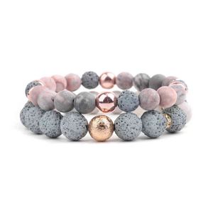 Pulsera de cuentas sueltas curativas de energía de piedra volcánica de Lava al por mayor de 8/10mm para hombres y mujeres Unisex Metion Yoga alivio del dolor