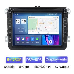 8 + 128G Android 11 Voiture DVD GPS Navigation 1280*720 8Core pour VW Volk-swa-gen Sk-oda PO-LO GO-LF 5 6 PAS-SAT JET-TA TIGU-AN TOU-RAN Cad-dy