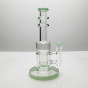 Altura de 8.5 pulgadas Vipas de vidrio Hookahs Green Bottom Color Glass Bong Clear Perc Rig único Dab Global Entrega Global