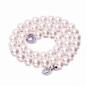 Collares de perlas blancas de 8-9mm para mujer, gargantilla de perlas naturales de agua dulce redondas de Plata de Ley 925, regalo de joyería