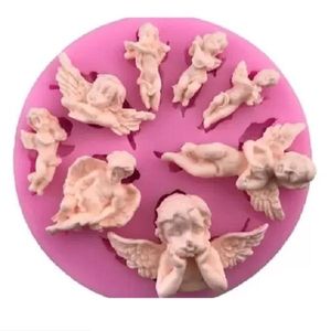 Molde de silicona para bebé de 8 cavidades, Ángel de hadas, querubín angelical con alas, molde de silicona para pastel, Fondant, arcilla polimérica de Chocolate