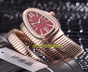 8 couleurs pas cher luxry nouveau tubogas 101911 SP35C6SS.2t Red Rose Gold Case Swiss Quartz Lady Watches Bracelet Watch High Quality2040155