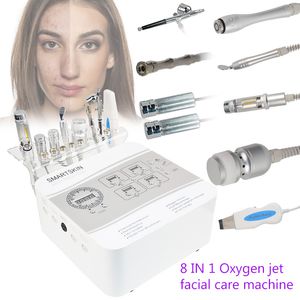 8 en 1 Limpieza facial Oxígeno Jet Peel Machine Ance Limpiador de poros Masaje facial Pequeña burbuja Equipo para el cuidado de la piel