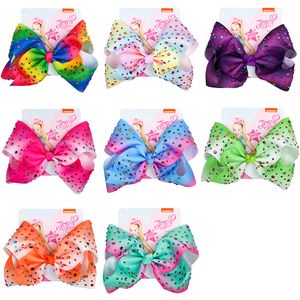 8 pouces gros cheveux arcs JOJO SIWA grand mignon arc-en-ciel cristal strass bébé filles pinces à cheveux ruban mode cheveux accessoires pour enfants enfants