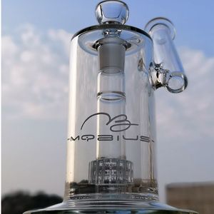 Narguilés de 8 pouces Mobius Bongs en verre Sidecar Embouchure Oil Dab Rigs Matrice stéréo Perc Conduites d'eau 18mm Joint femelle avec bol 5mm d'épaisseur