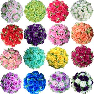 8 pulgadas de flores de boda bolas llenas de mesa decoración decoración artificial seda rosa pomande floral besos estrellados