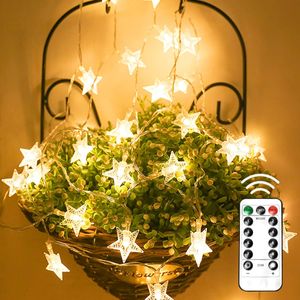 Guirlande lumineuse LED en forme d'étoile, 8 Modes d'éclairage, étanche, pour l'extérieur et l'intérieur, fonctionne sur piles avec télécommande