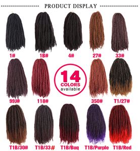 Fashion Beauty Extensions 18 pouces Synthetic Marley tresses avec ombre rouge brun rouge et noir tressé de cheveux noirs