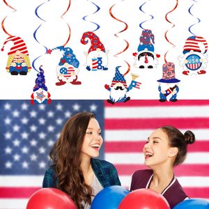 8 unids/set Día Nacional Patriótico Shooting Stars Hangings Swirl Decorations 4th of July Presidents Day Party Decor KDJK2306