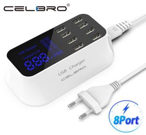 Adaptador de cargador Hub Usb de pared de 8 puertos 8a múltiple para teléfono móvil Base de estación de carga de escritorio Led UE EE. UU. Reino Unido Plug1817929