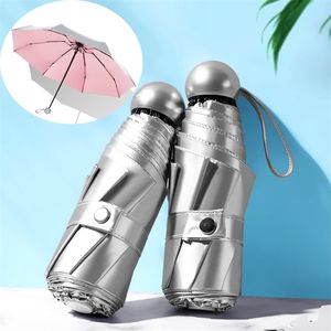 8 costillas bolsillo mini paraguas anti UV Paraguas sol paraguas lluvia a prueba de viento luz plegable paraguas portátiles para mujeres hombres niños Y200324