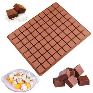 80 cavidades Molde de silicona cuadrado para chocolate Pasteles de queso Mousse Decoración de hielo Moldes Pastelería Fondant Herramientas para hornear 211110