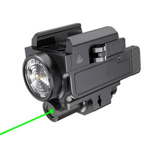 800 Lumens Light Green Red Laser Sight Combo Tactical Pistol Light USB Rechargeable Flashlight for Hunting -Green Laser